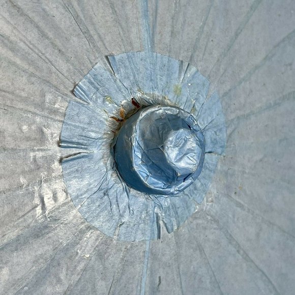 Vintage Large Blue Paper Umbrella Parasol Wedding Photo Shoot Oriental 34" - Picture 9 of 9